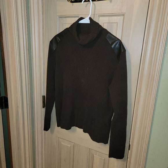 Misses sz XL Ruff Hewn brown Faux Leather Turtleneck - Picture 3 of 6